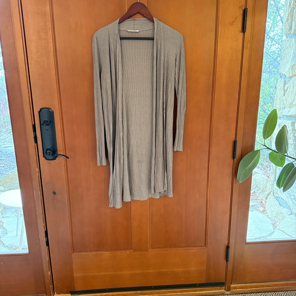 Women's Gray Open Front Cardigan Sweater